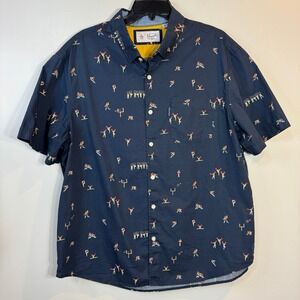 Original Penguin Short Sleeve Button Up Shirt Mens XXL Navy Football Cheerleader
